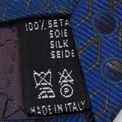 Pre Owned Valentino Peacock Blue Geometric Motif Silk Tie