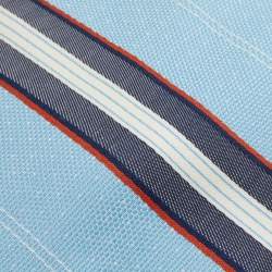 Pre Owned Valentino Blue Striped Cotton Silk Tie