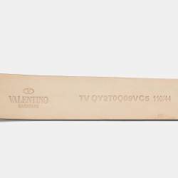 Pre Owned Valentino Black Leather V Logo Buckle Belt 110 CM