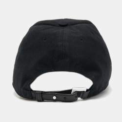 Pre Owned Valentino Black VLTN Print Cotton Baseball Cap 