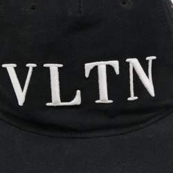 Pre Owned Valentino Black VLTN Print Cotton Baseball Cap 