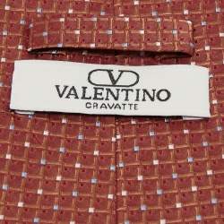 Pre Owned Valentino Vintage Burnt Orange Silk Traditional Tie