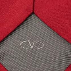 Pre Owned Valentino Red Silk Traditional Tie