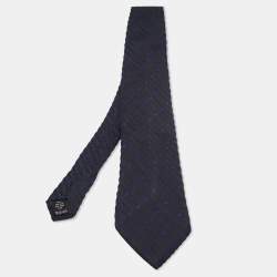 Valentino Navy Blue Silk Jacquard Tie