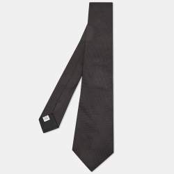 Pre Owned Valentino Black Check Pattern Silk Tie