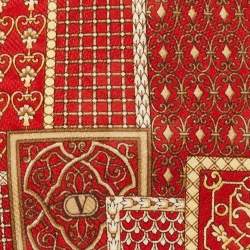 Valentino Cravatte Red Patchwork Print Silk Traditional Tie