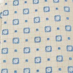 Pre Owned Valentino Greige Square Pattern Silk Tie