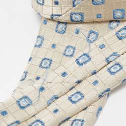 Pre Owned Valentino Greige Square Pattern Silk Tie