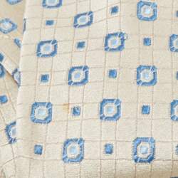Pre Owned Valentino Greige Square Pattern Silk Tie