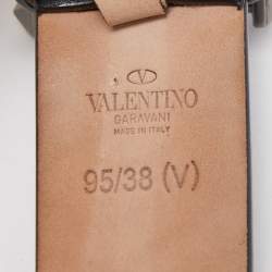 Valentino Black Leather Rockstud Buckle Belt 95CM