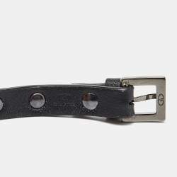 Pre Owned Valentino Black Leather Rockstud Wrap Bracelet