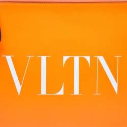 Pre Owned Valentino Neon Orange Leather VLTN Document Case