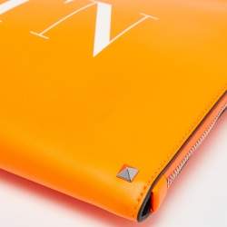 Pre Owned Valentino Neon Orange Leather VLTN Document Case