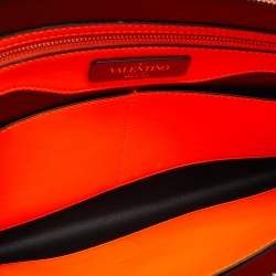 Pre Owned Valentino Neon Orange Leather VLTN Document Case