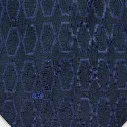 Pre Owned Valentino Navy Blue Patterned Silk Jacquard Tie