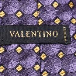 Valentino Purple Patterned Silk Traditional Tie 