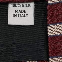 Pre Owned Valentino Burgundy Contrast Striped Silk Tie