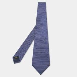 Valentino Navy Blue Stripe Patterned Silk Tie