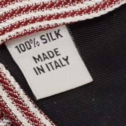 Pre Owned Valentino White/Red Striped Silk Tie