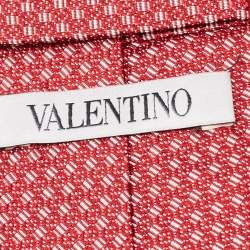 Valentino Red Patterned Silk Tie