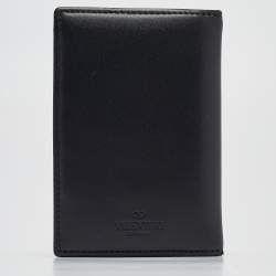 Valentino Black Leather VLTN Bifold Card Holder