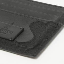 Valentino Black Camouflage Leather and Canvas Card Holder