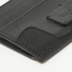 Valentino Black Camouflage Leather and Canvas Card Holder