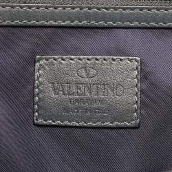 Valentino Black Leather Rockstud Briefcase Laptop Bag