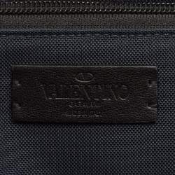 Pre Owned Valentino Dark Blue Leather and Nylon VLTN Travel Tote