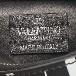 Valentino Black/White Leather VLTN Waist Belt Bag