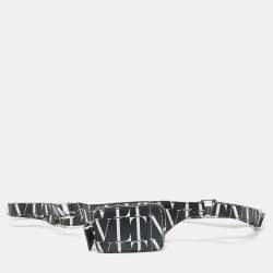 Valentino Black/White Leather VLTN Waist Belt Bag