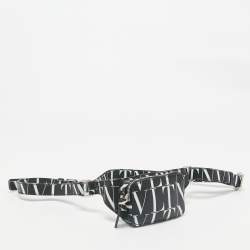 Valentino Black/White Leather VLTN Waist Belt Bag