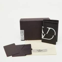Pre Owned Valentino Black Leather VLTN Bifold Card Case