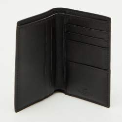 Pre Owned Valentino Black Leather VLTN Bifold Card Case