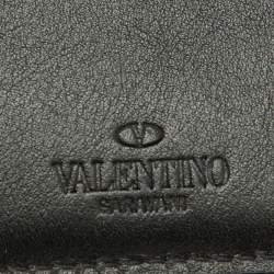 Pre Owned Valentino Black Leather VLTN Bifold Card Case