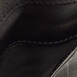 Pre Owned Valentino Logo Elastic Strap Black Perforated Leather Bifold Wallet