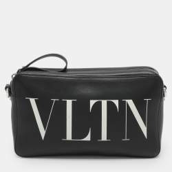 Pre Owned Valentino VLTN Black Leather Crossbody Bag