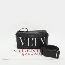 Pre Owned Valentino VLTN Black Leather Crossbody Bag