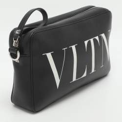 Pre Owned Valentino VLTN Black Leather Crossbody Bag