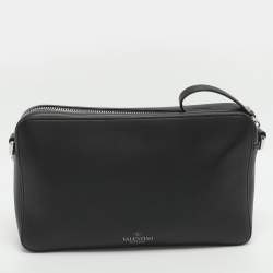 Pre Owned Valentino VLTN Black Leather Crossbody Bag