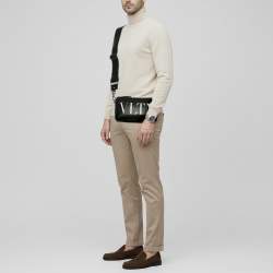 Pre Owned Valentino VLTN Black Leather Crossbody Bag