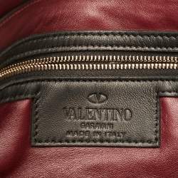 Pre Owned حقيبة كلاتش فالنتينو روكستود قماش وتمس الأسود/الرمادي</