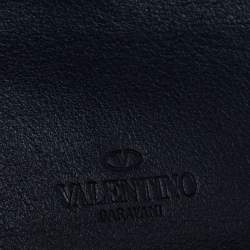 Pre Owned Valentino Navy Blue Leather Rockstud Bifold Wallet