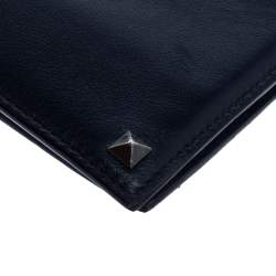 Pre Owned Valentino Navy Blue Leather Rockstud Bifold Wallet
