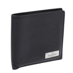 Pre Owned Valentino Black Leather Bifold Wallet