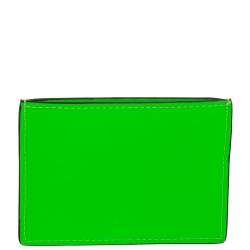 Pre Owned Valentino Neon Green Leather VLTN Card Holder