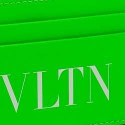 Pre Owned Valentino Neon Green Leather VLTN Card Holder