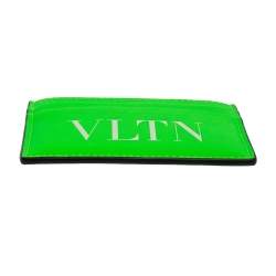 Pre Owned Valentino Neon Green Leather VLTN Card Holder