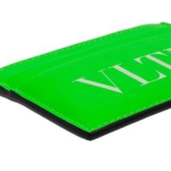 Pre Owned Valentino Neon Green Leather VLTN Card Holder