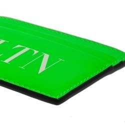 Pre Owned Valentino Neon Green Leather VLTN Card Holder